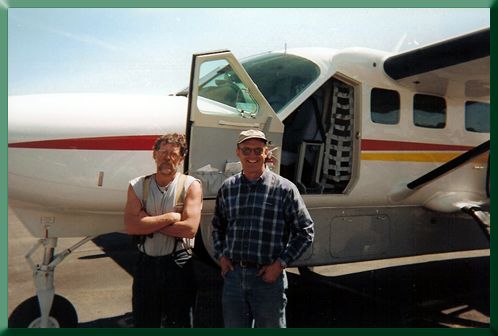 Carroll Vogel with Islander Pilot Dan Schroeder.