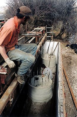 Keith Monohan; a look inside Meriwether Bridge, west abutment form.