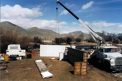 Assembling east abutment, with form liner.