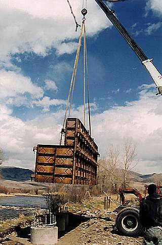 Setting Meriwether Bridge east abutment form.