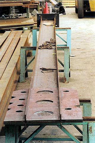 Tower fabrication at Sahale shop in Seattle.