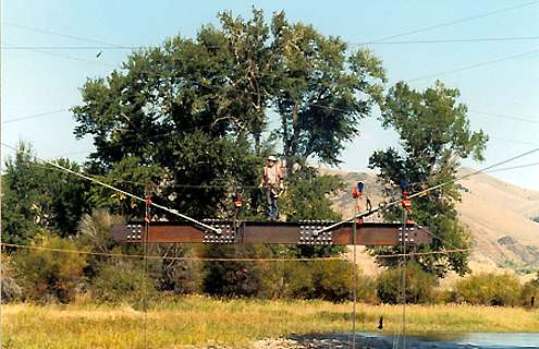 Carroll Vogel with first girder in place.