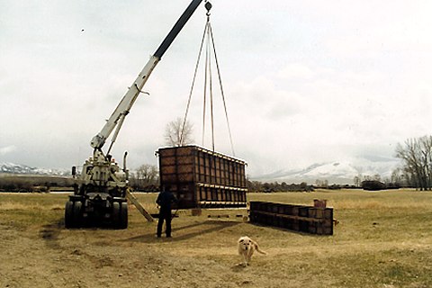 Preparing to move form to abutment location.