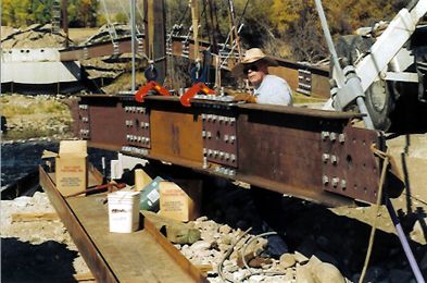 Senior Engineer Al "Mike" Highberger assembling stringer section.