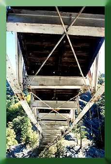 View of truss from below bridge after stabilization work.