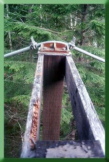 Surviving tower top; note rot on cross beam.