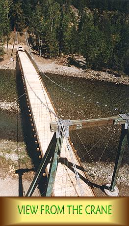 An aerial view of the bridge taken from the personnel basket atop the construction crane.