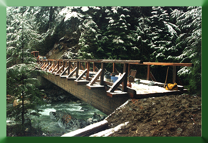 Nearing completion: Noisy Creek Bridge, WA, near Mt. Baker.
